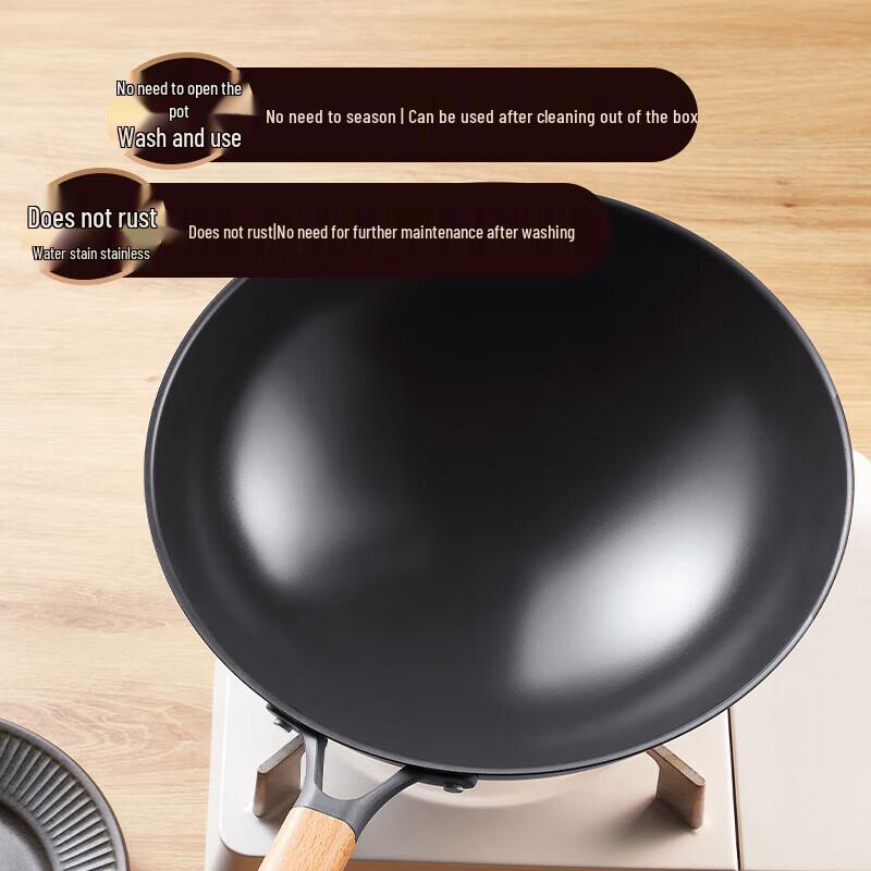 Chuidahuang 32cm Round Bottom Pre-Seasoned Iron Wok