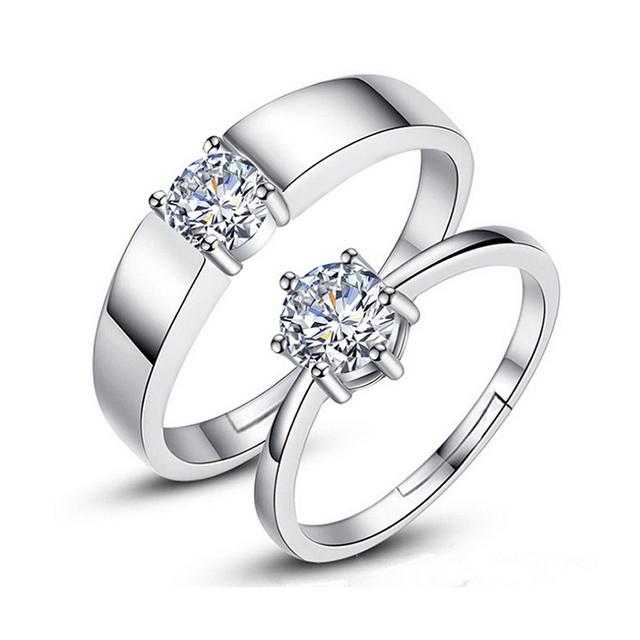 

Классические парные кольца для мужчин и женщин с камнем CZ, модные свадебные кольца для влюбленных, ювелирные изделия, романтический подарок на День святого Валентина, аксессуар для кольца One size