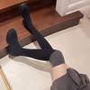 Foreign trade new spring and autumn elastic thin boots over the knee long boots women's elastic boots thick heel knitted socks boots are thin and ver