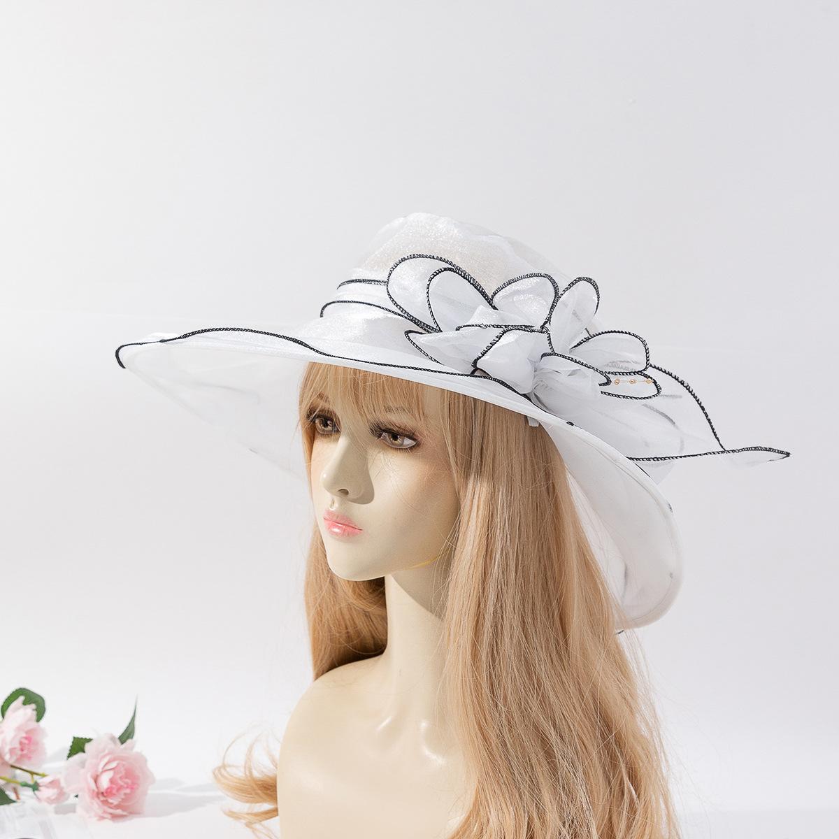 

Новая французская сетчатая шляпа-цветок из органзы летняя модная трендовая брендовая шляпа с козырьком от солнца с большими полями ретро элегантная шляпа-аксессуар M（56-58cm）