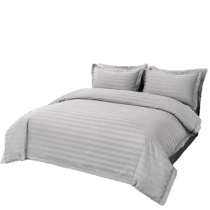 Three-Centimeter Satin Stripe Jacquard Hotel Bedding Set - 4 Piece, 120g High-Weight, Luxury Guesthouse or Homestay Collection.