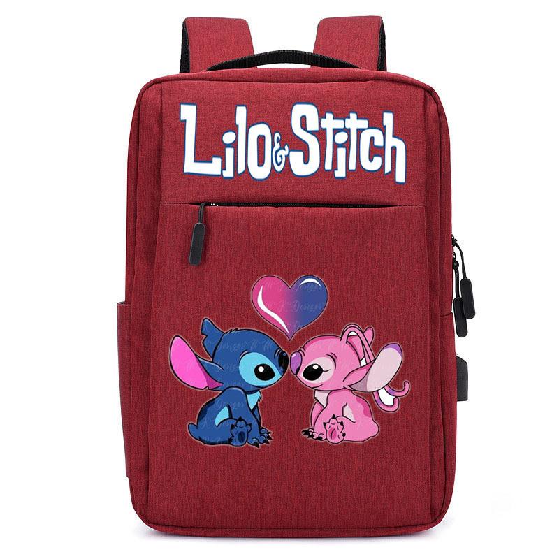 Spacious Usb Charging Stitch Backpack Nylon Material School Bag For Students