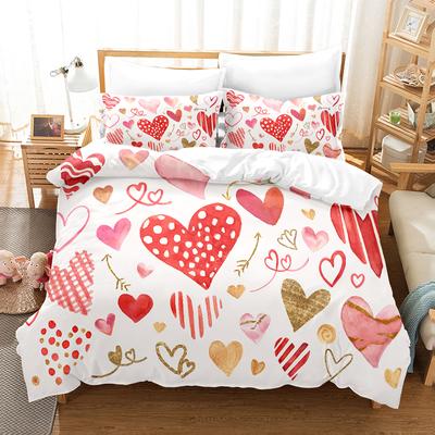 Sängklädesset Rosa Kärlek Hjärta Påslakan Pojke, Barnmode Quiltöverdrag Flickrum Söta Godisar Sängkläder King/Queen Påslakanset