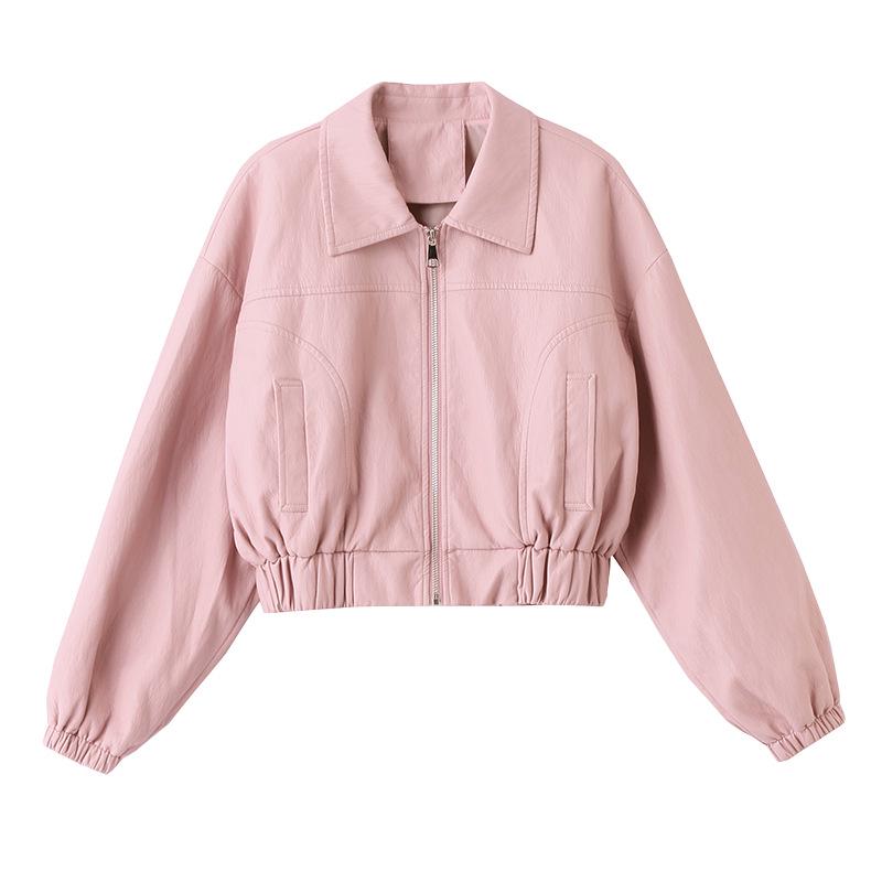 Women's Short Leather Jacket - 2024 Spring/Autumn Collection, Elegant Small Fragrance Style, Advanced Temperament, ZH1162.