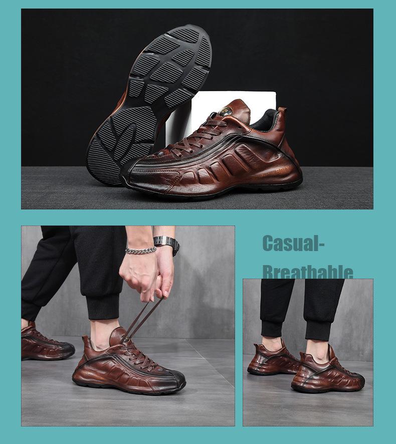 European 2023 Men's Leather Embossed Retro Trendy Casual Shoes