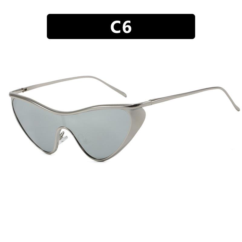 Fashion Y2K Punk Cat Eye Sunglasses Women Men Luxury Brand One-Piece Shades Sun Glasses Female Vintage Shield Eyewear UV400