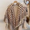 Swing And Winter Bird Grid Scarf Women'S Style Imitation Cashmere Scarf Thickened Air-Conditioned Room Warm Shawl Cape