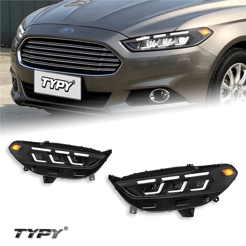LED Headlight Assembly with Flowing Turn Signals for 13-16 Ford Mondeo, Mustang-Style