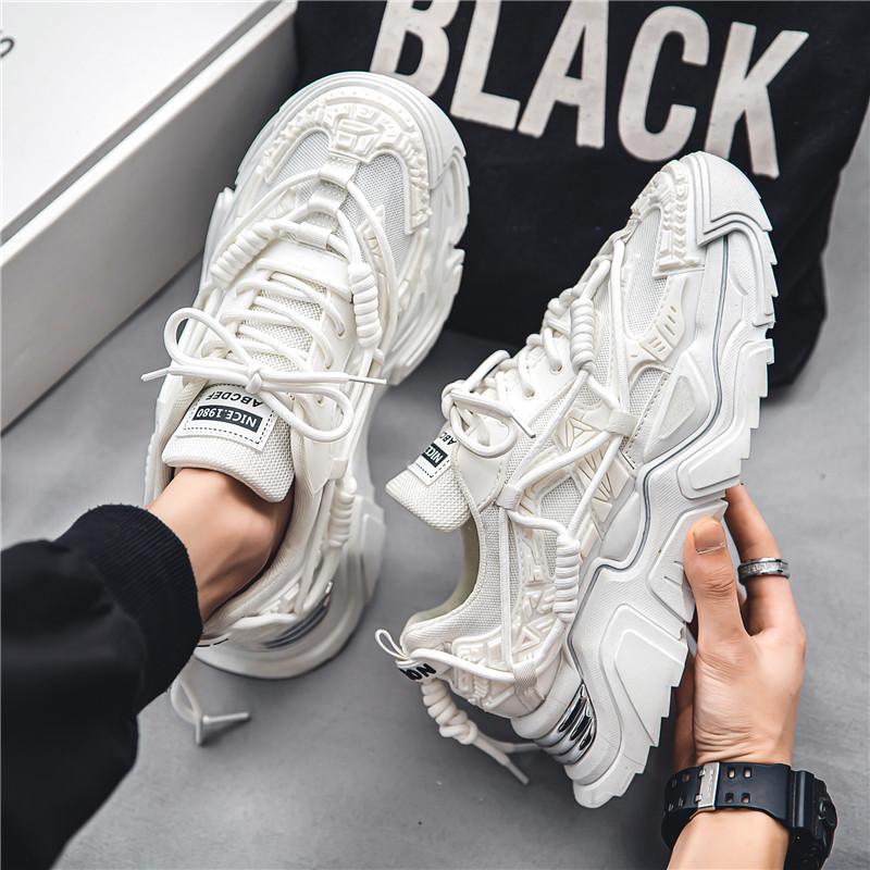 Four Seasons Men's Solid Color Lace-up Platform Sports Shoes L5827