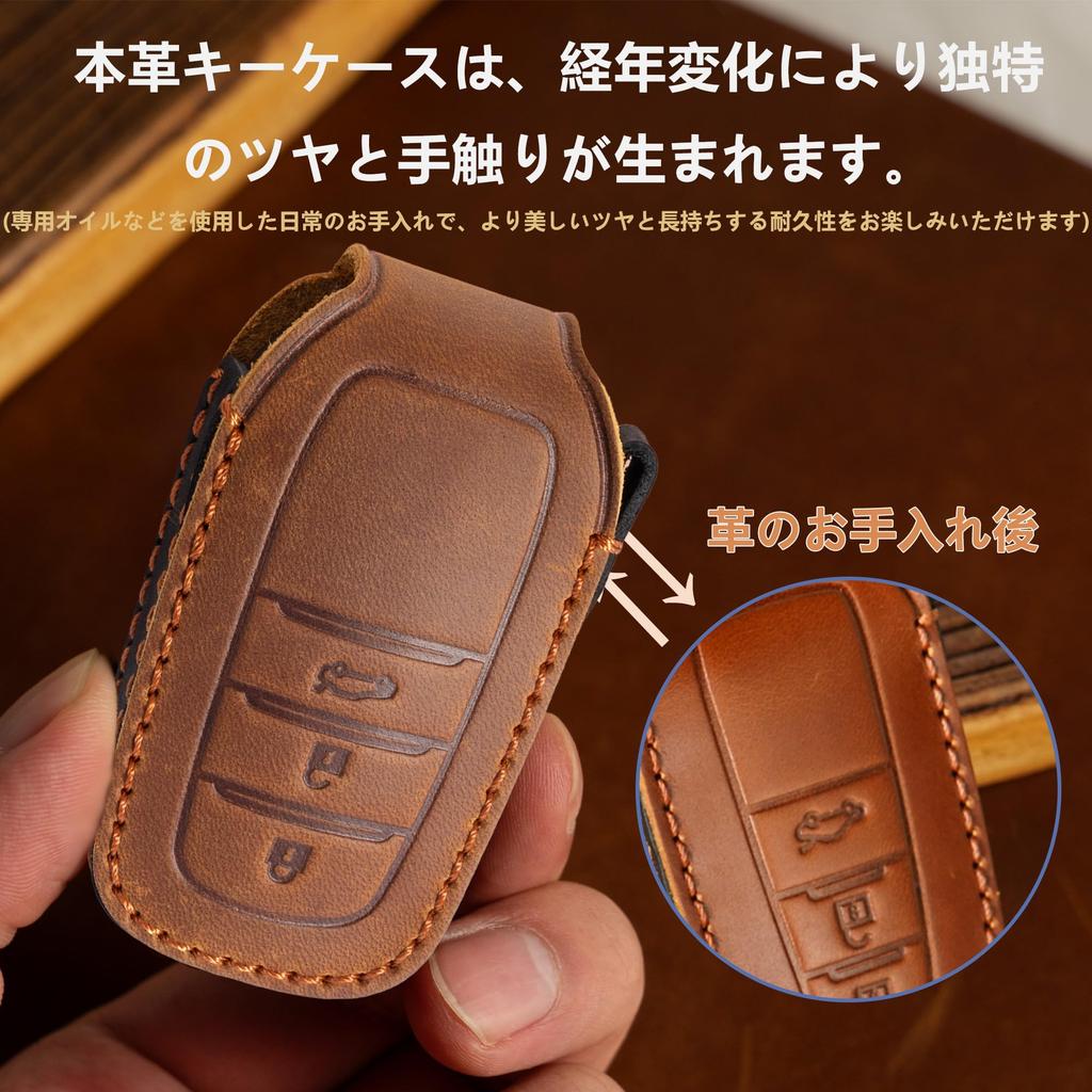 PIMOHI Genuine Leather Smart Key Case for Toyota Land Cruiser Crown Crossover 35 Series 2022 and Crown Sport 30 Lightweight Leather Key Holder
