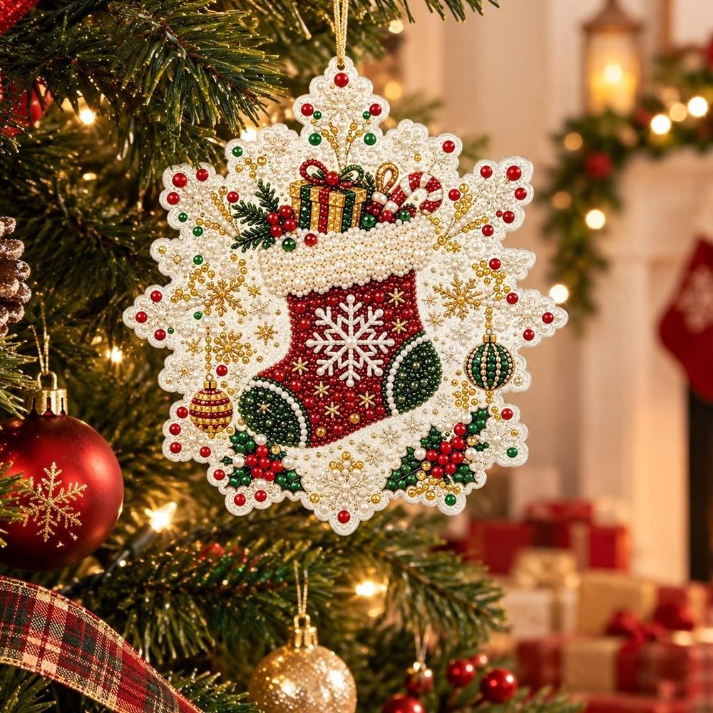 Noel DIY Asılı Kolye Ucu 20cm Duvar Süsleri Yaratıcı Elmas Sanat Kitleri Yetişkinler İçin