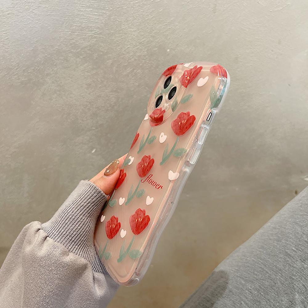Lovely Flower Cute Floral Shockproof Bumper Phone Case For Iphone 14 Pro Max 13 11 12 14 Plus Transparent Clear Soft Back Cover