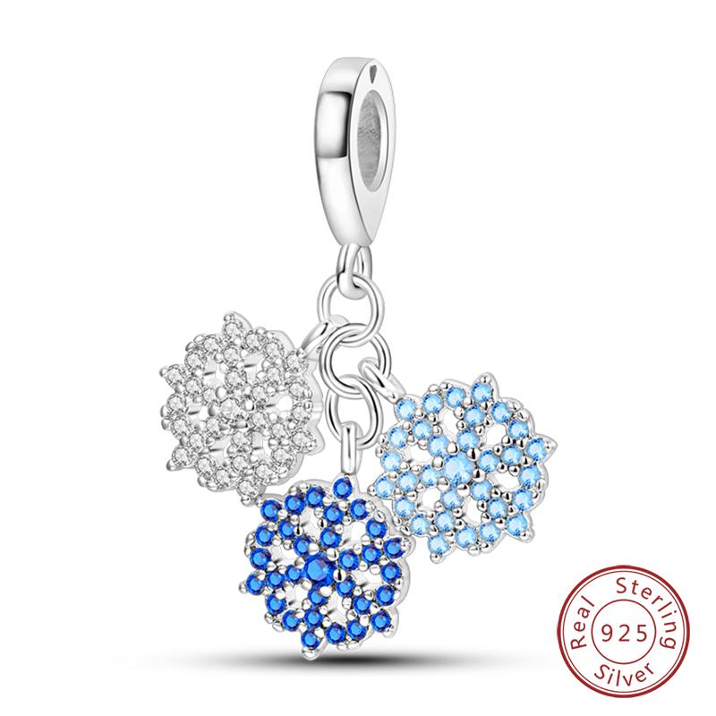 New Winter Charms Bead Copper Snowflake Snowman Penguin Deer Dangle Fit Bangle Bracelet Necklace Diy Jewelry