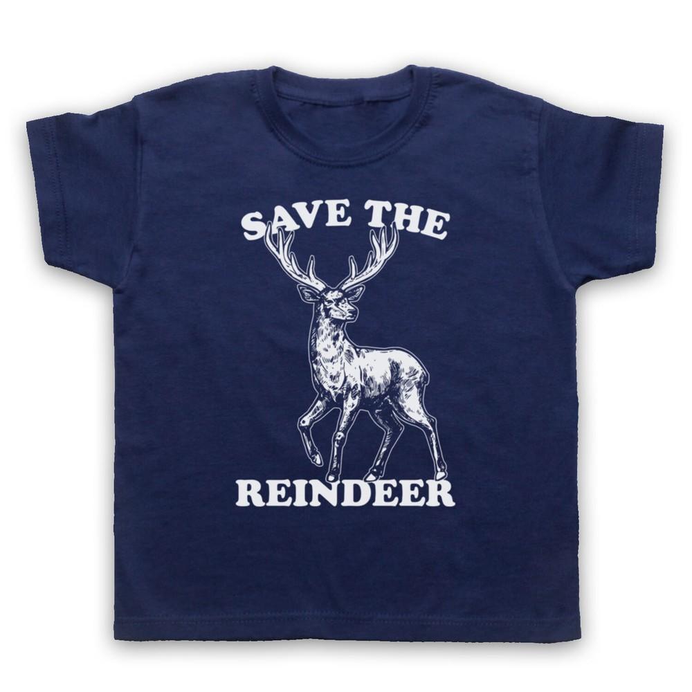 

Save The Reindeer Christmas Slogan Animal Lover Santa Kids Childs T-Shirt XL