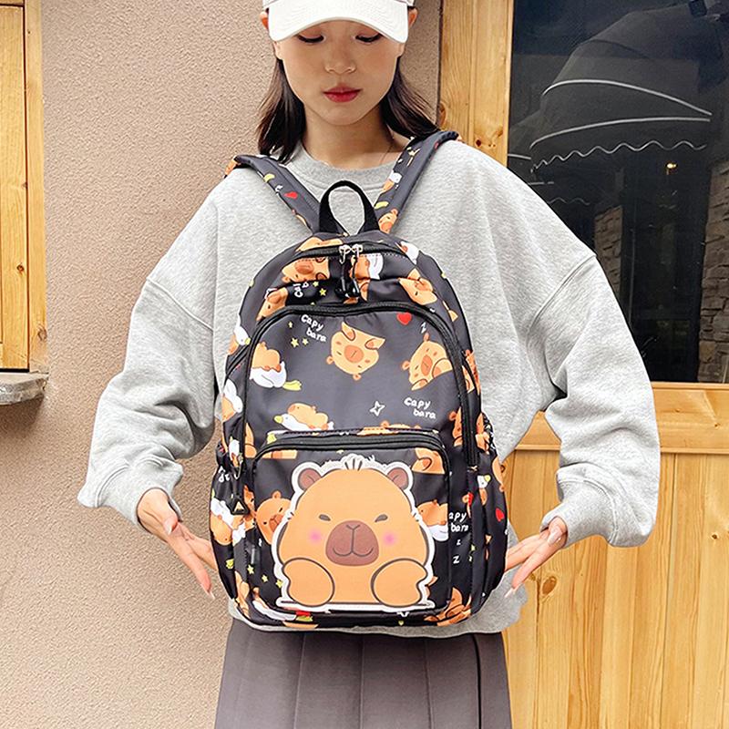 Cartoon Capybara Print Backpack Funny Large Capacity Capybara School Bag Student Laptop Bag Cute Lightweight Backpack Gifts