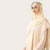 Ethnic Style Pearl Beaded Chiffon Headscarf with Rolled Edge