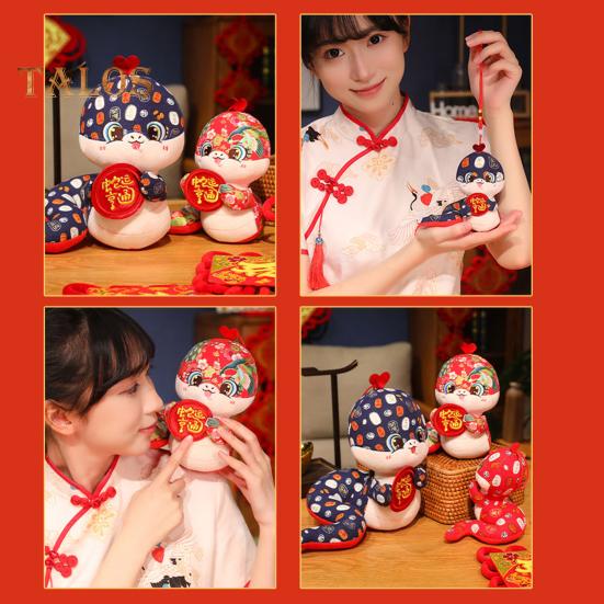 Plüschtier Schlange im chinesischen Stil, gefülltes Tierkreiszeichen Schlange, Maskottchenpuppe, Tierplüschtier, hängende Dekoration, Jahr der Schlange 2025, Neujahr, Frühlingsfest, Geschenk