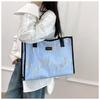 Fashion Trend Embossed Handbag 2025 College Student Versatile Large Capacity Commuting Appearance Handheld Canvas Shoulder Bag