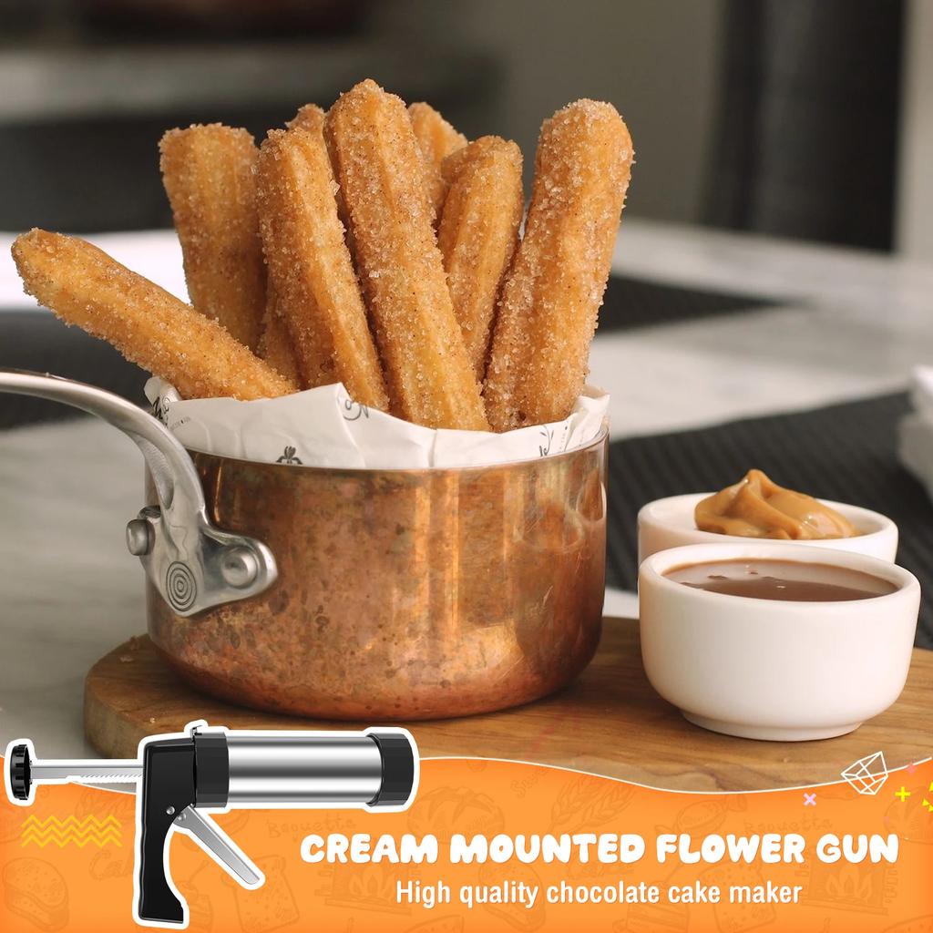 Churro Maker Machine Thickened Stainless Steel Churro Maker Kit Multifunctional Churro Maker Gun Kit Household Churro Cookie