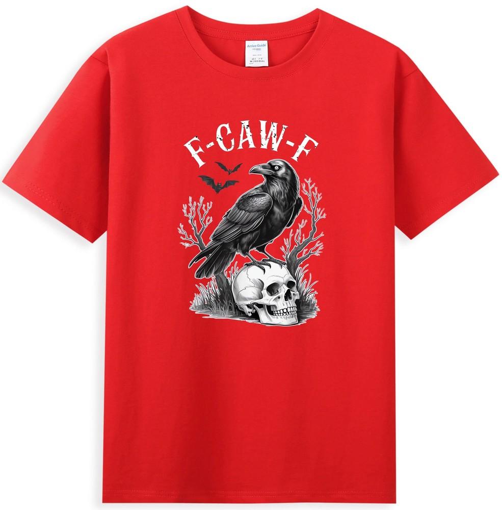 Halloween F Caw F Black Bird FCawF Crow With Skull Horror Graphic TShirt S