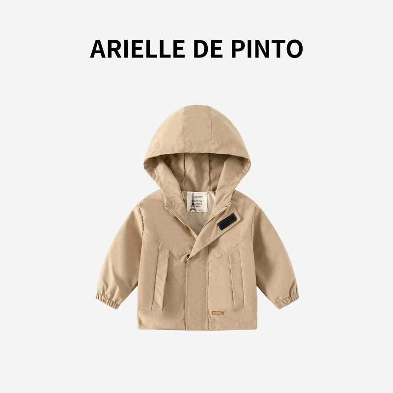 French Arielle De Pinto Kidsren s Jacket Spring and Autumn Boys and Girls Windbreaker Zipper Windbreaker Baby Autumn Clothing Khaki 100cm