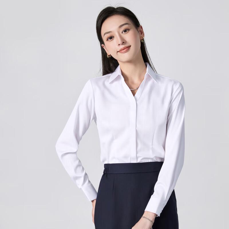 Trolman Women s Wrinkle-Free V-Neck Long-Sleeve Professional Blouse M