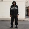 American Streetwear Trapstar X OM Hoodie Embroidered Bones Rhinestone Details Zip-Up Womens Casual Sweatshirt