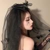 Halloween Veil Bow Hairpin Black 2025 New Holiday Dress Up Photo Props Large Headdress Hair Accessories