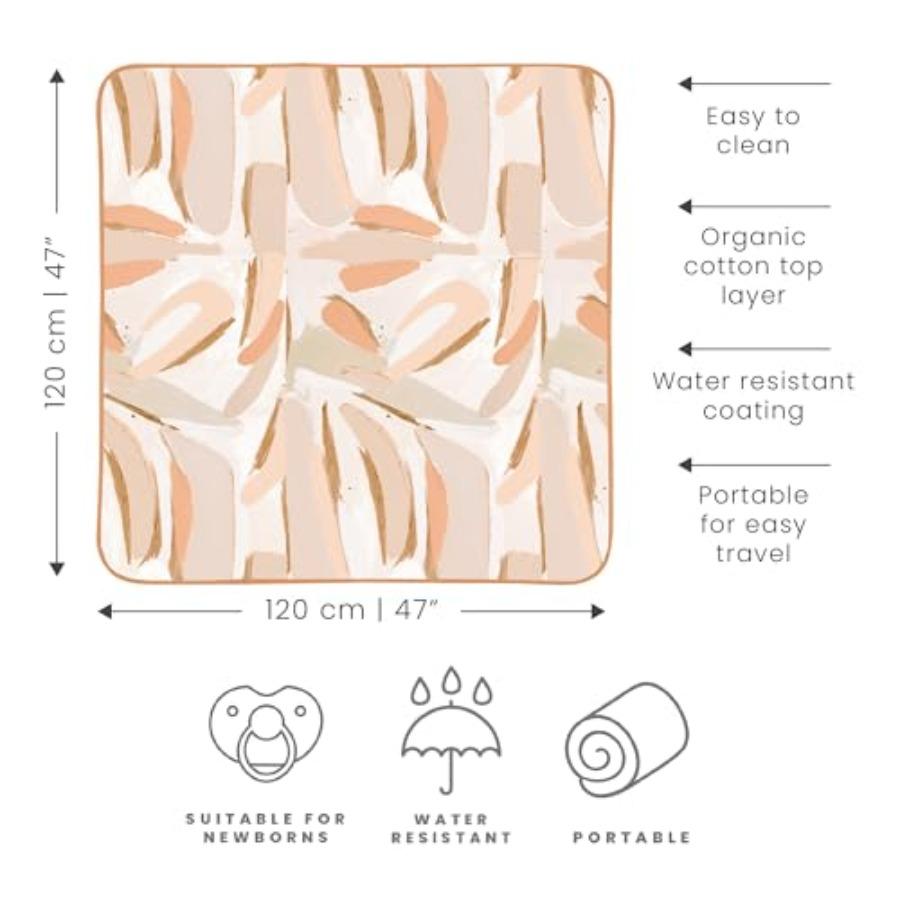 Toddlekind Pretty Practical Mat 100 Organic Cotton 47 X 47 Reversible Portable Travel Indoor Outdoor for Babies Toddlers Peache
