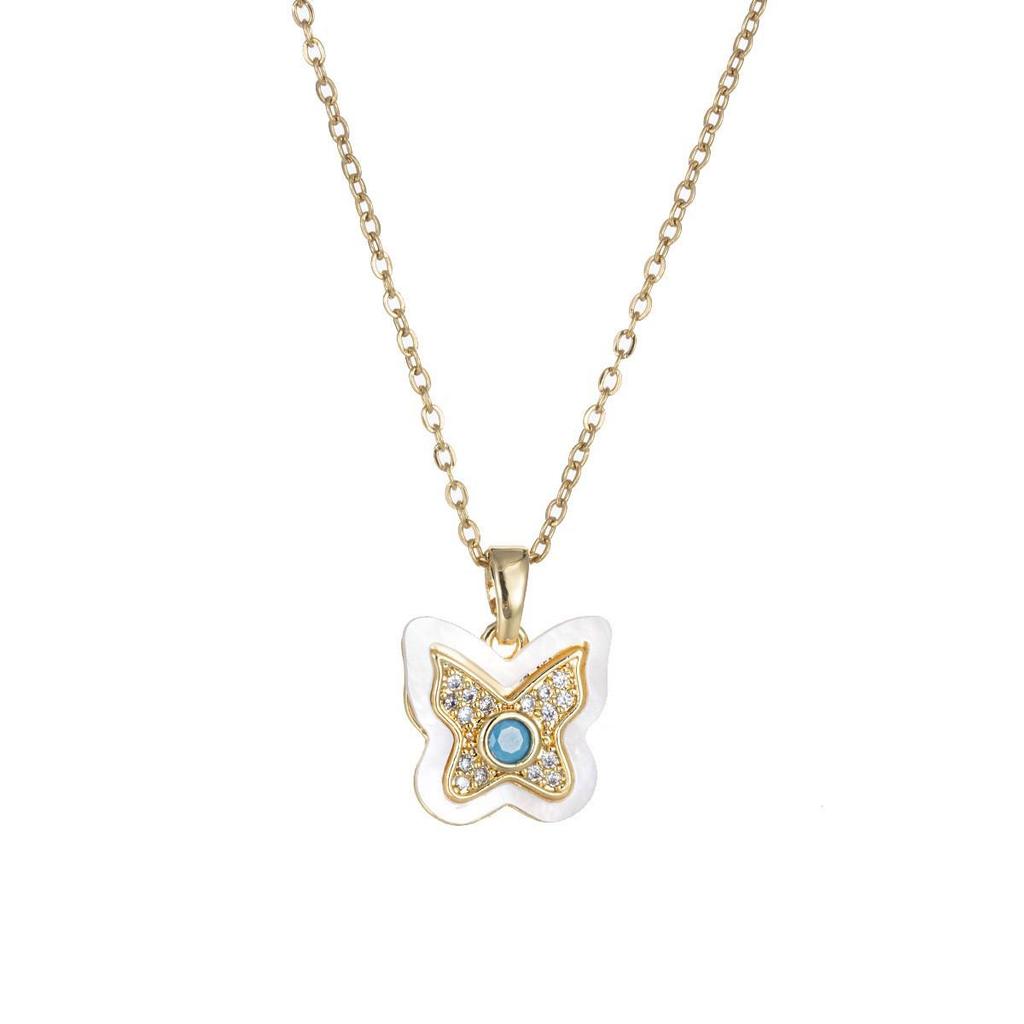 Women's Butterfly Zirconia Clavicle Necklace: Elegant, Fashionable, Titanium Steel Jewelry