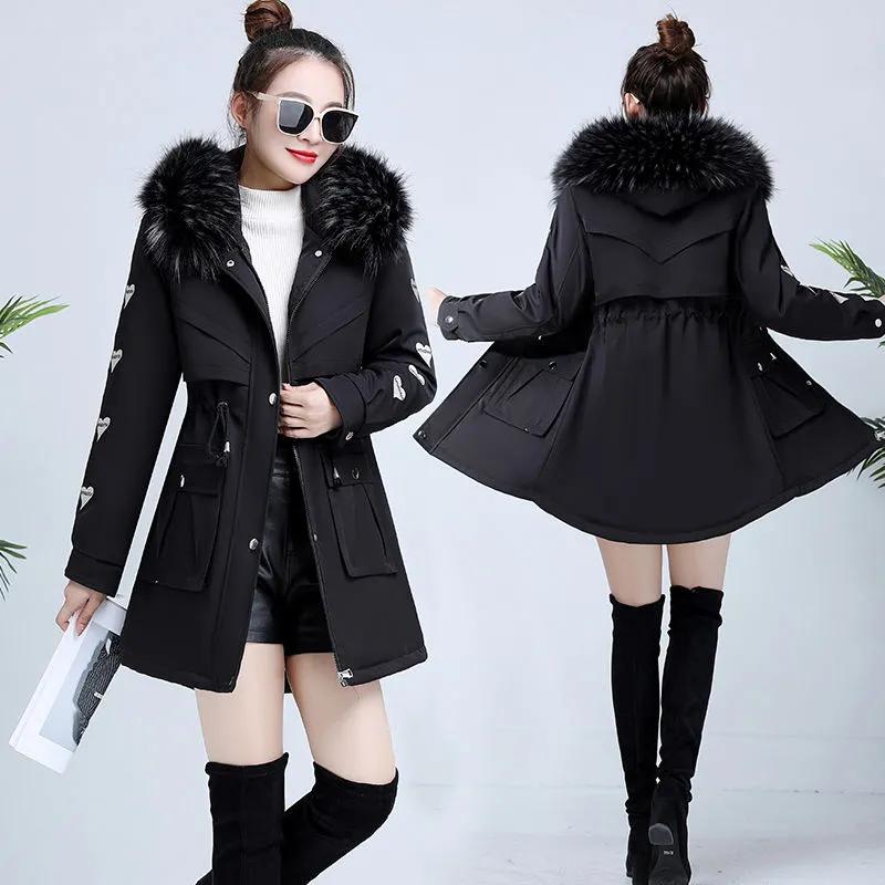 Женская зимняя утепленная парка с капюшоном средней длины, простая куртка с талией XS