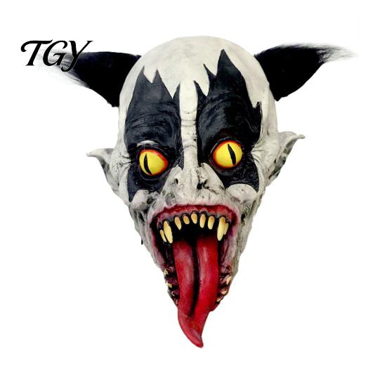 Scary Prank Accessories Halloween Horror Clown Mask with Long Tongue, Latex Party Dress Up Creepy Costume Prop for Cosplay Parties, Haunted