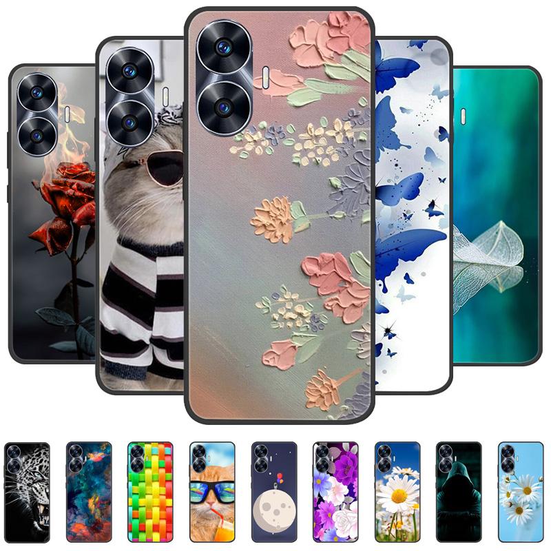 For Realme C55 Case Cool Black Soft Silicone TPU Bumper Protective Phone Case For OPPO Realme C55 case Cover Fundas Shell Coque