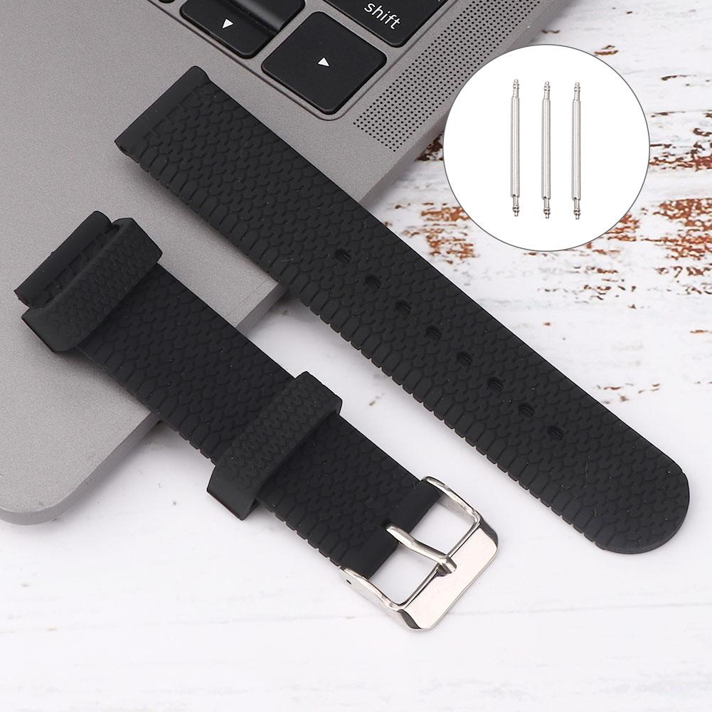 20mm Watch Band Silicone Pin Buckle Sports Tire Grain Watch Strap AccessoryBlack