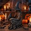 Figurka Wiedźmy z Ptakiem Żywica Gotycka Dekoracja Stołowa dla Gotów, Kolekcjonerów, Halloween,