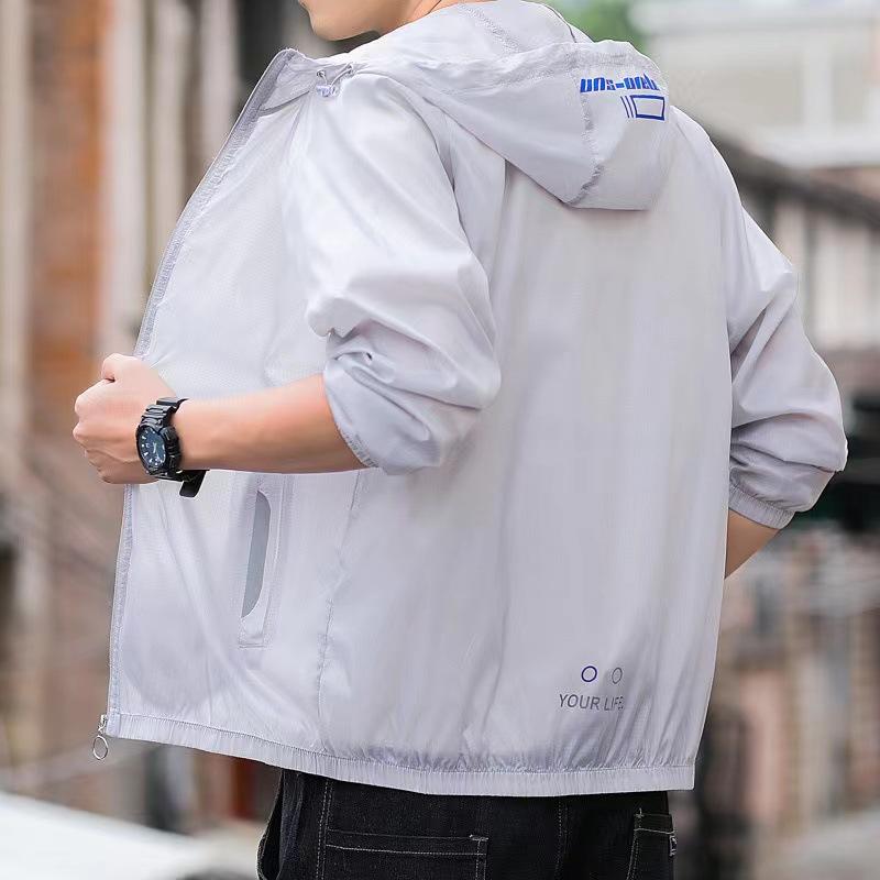 Sunscreen Clothing Men's Summer Thin Breathable UV Protection Hooded Fishing Sunscreen Clothing Casual Ice Silk Couple Jacket