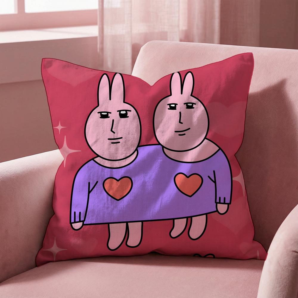 my friend rabbit Cushion Cover Multi-Scene Pillow Cover for Home & Car - Reversible, Soft & Durable for Daily Use