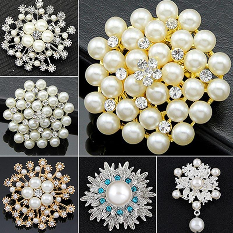 Alloy Flower Faux Pearls Brooch Pin Brooches Wedding Party Jewelry Gift