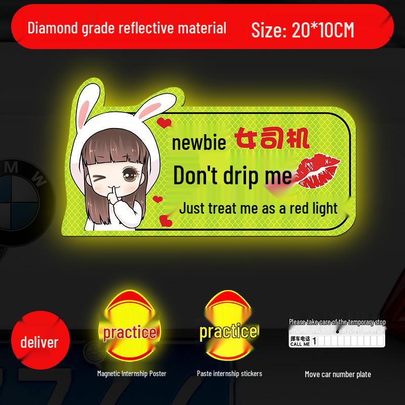 Magnetic Reflective Car Stickers for New Female Drivers