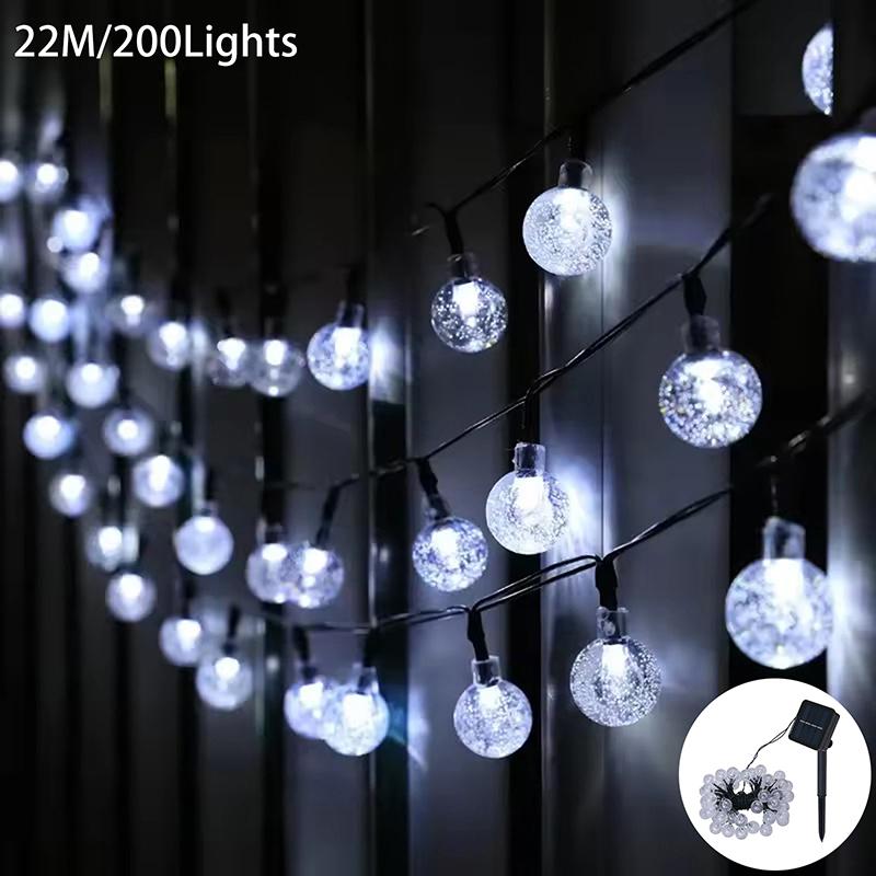 Solar String Lights Outdoor Crystal Globe Lights Waterproof Solar Festoon Fairy Light For Garden Party Decor