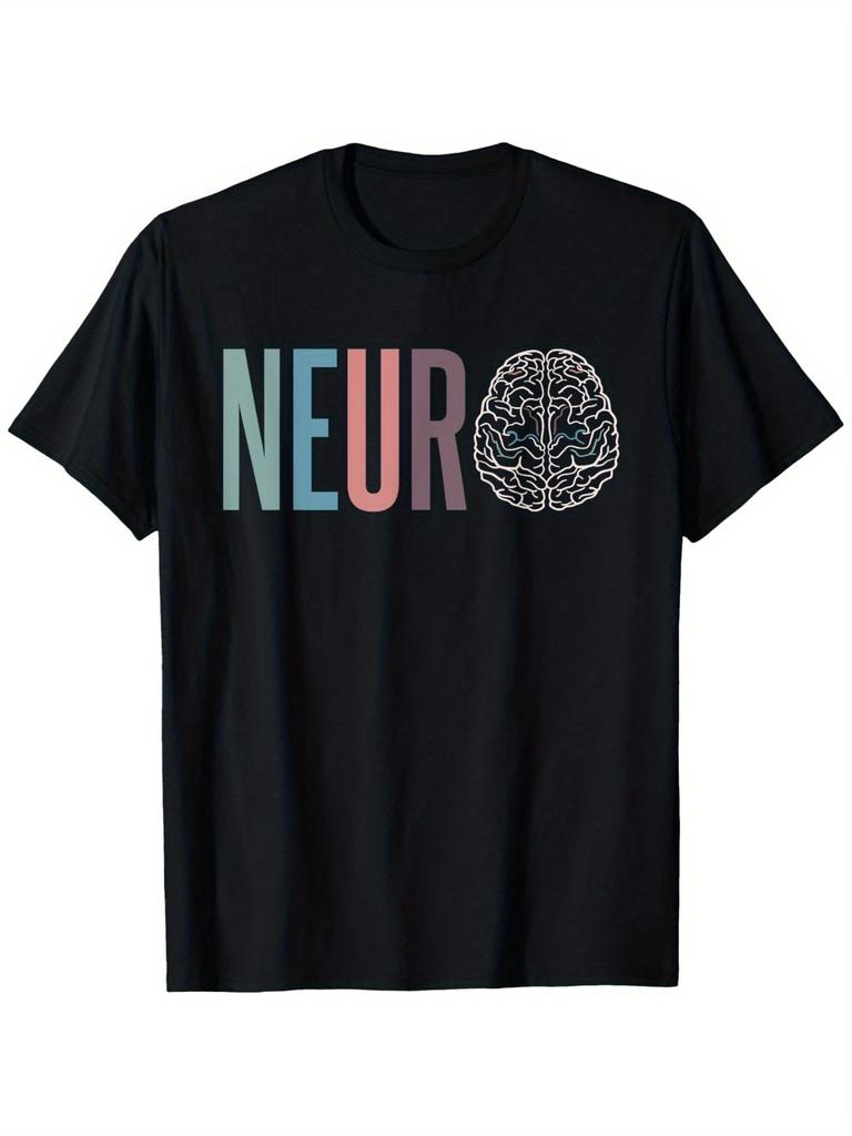 Neurology Neuro Nurse Neuro Squad TShirt Cotton Black Casual Tee with Vibrant NEUR Print Brain Graphic Short Sle