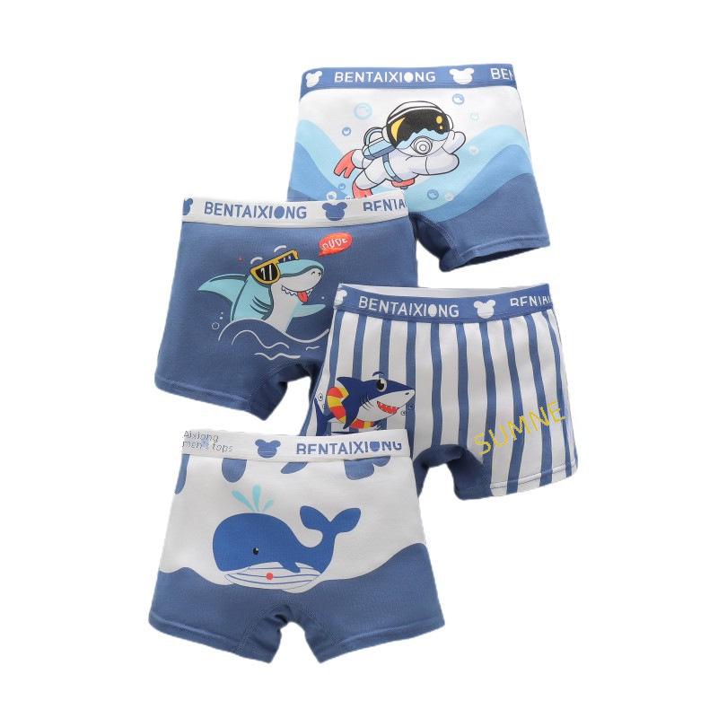 Boys' Combed Cotton Boxer Briefs - Kids' Underwear Shorts