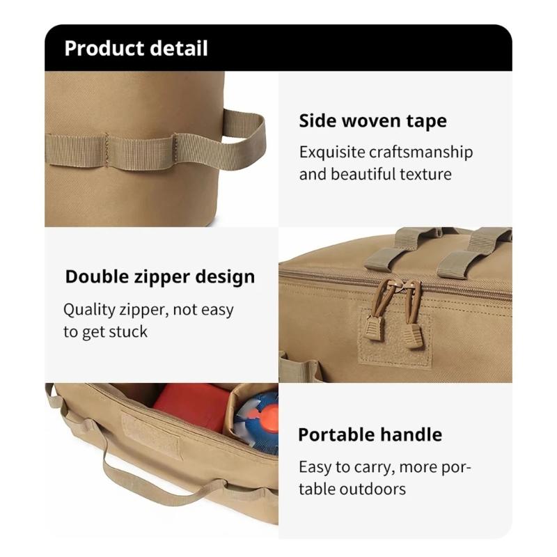Portable Outdoor Organizer Bag with Compartments and Foldable Feature for Efficient Camping Equipment Management Picnics