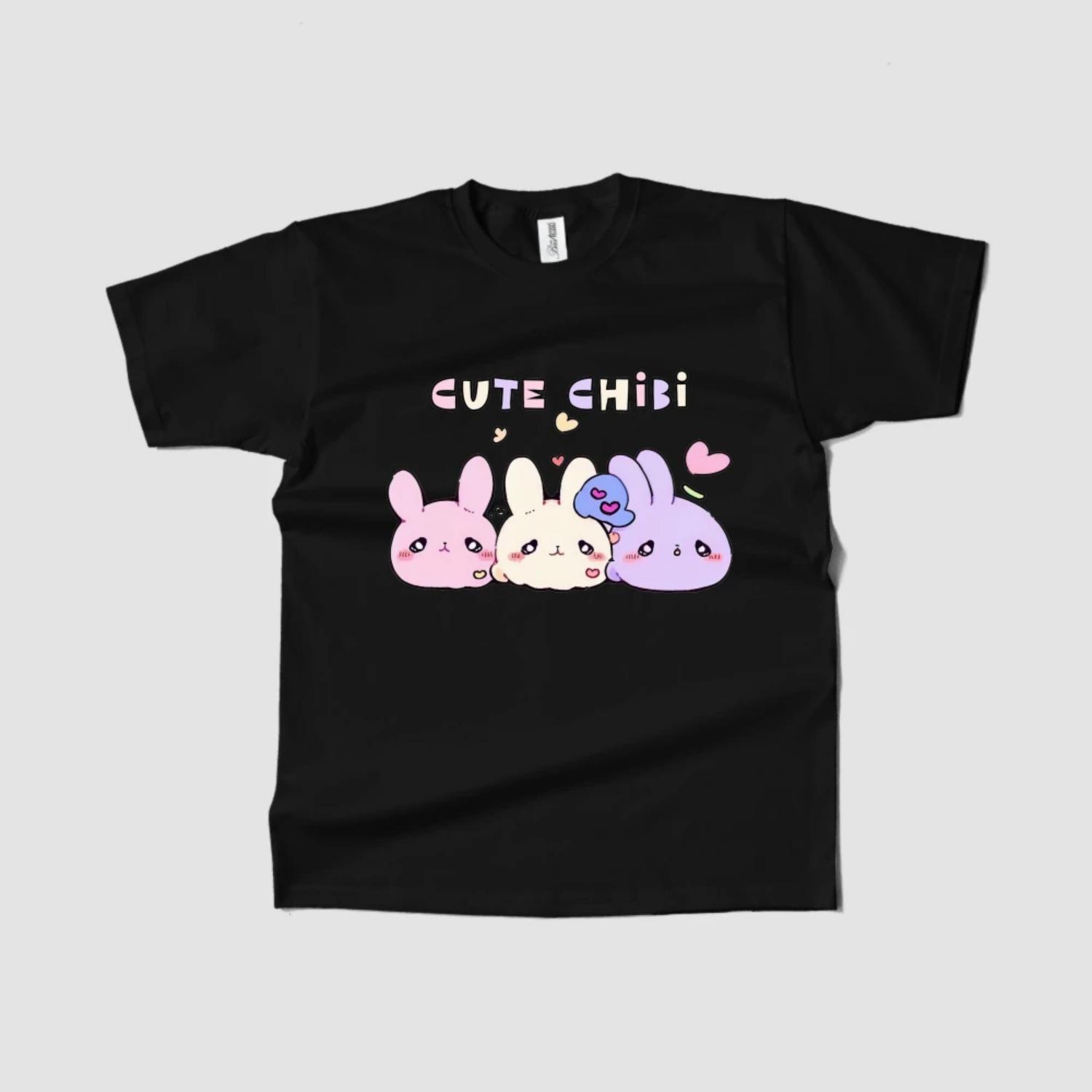 

Women s T-Shirt Cute Chibi Graphic Tee Short Sleeve Round Neck Trendy Summer 2023 Fast Shipping S чёрный
