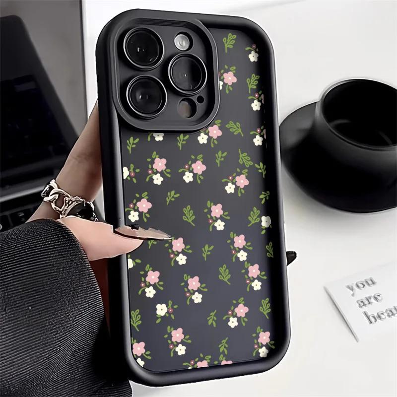 Aesthetic Line Flowers For iphone 17 16pro 15pro14 13 12 11 12pro 13pro max 14plus Silicone AntiFall Protective Cover Funda