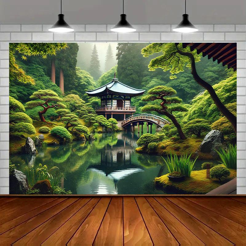 Natural scenery mountains rocks waterfall green plants banner background suitable forgarden decorationactivitiesor taking photos