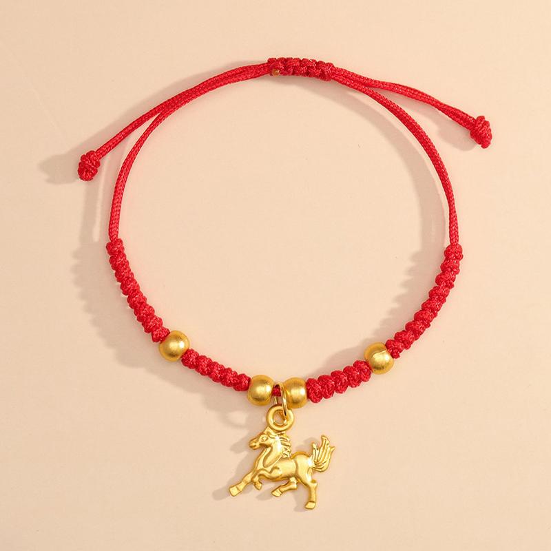

Браслет Зодіаку Рік Коня 2026 у китайському стилі для жінок і чоловіків, щасливий плетений браслет з червоної мотузки, ювелірна прикраса року, подарунок для вечірки