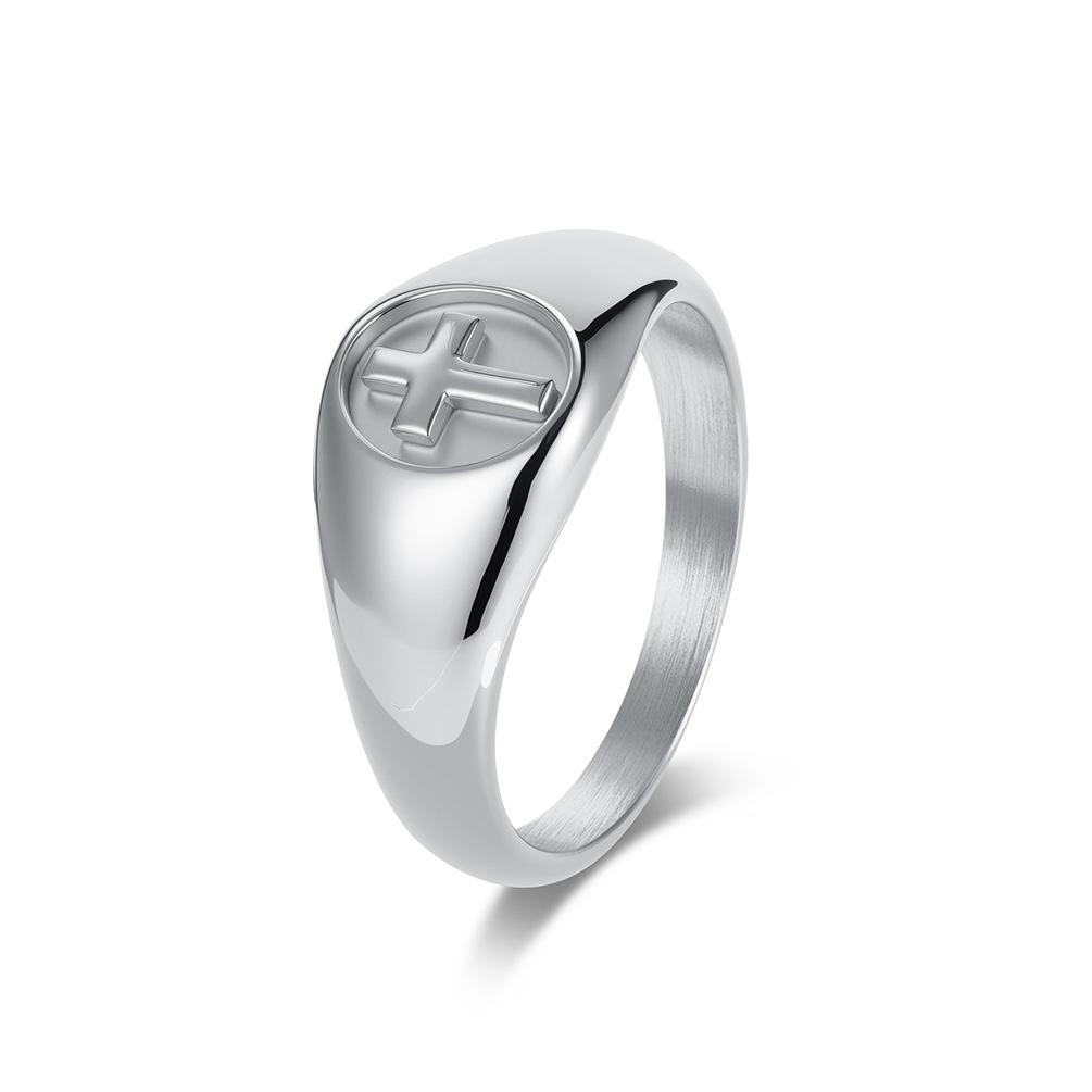 11mm Stainless Steel Gloosy Cross Ring for Men Fashion Jewelry