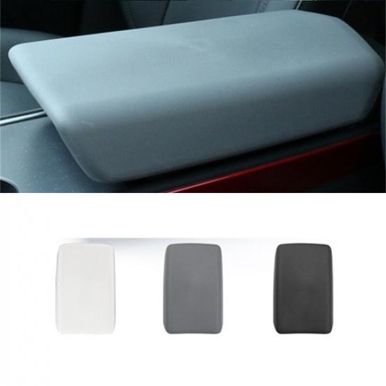 Black/Grey/White TPE Rubber Armrest Box Cover Pad For Tesla Model Y -2024