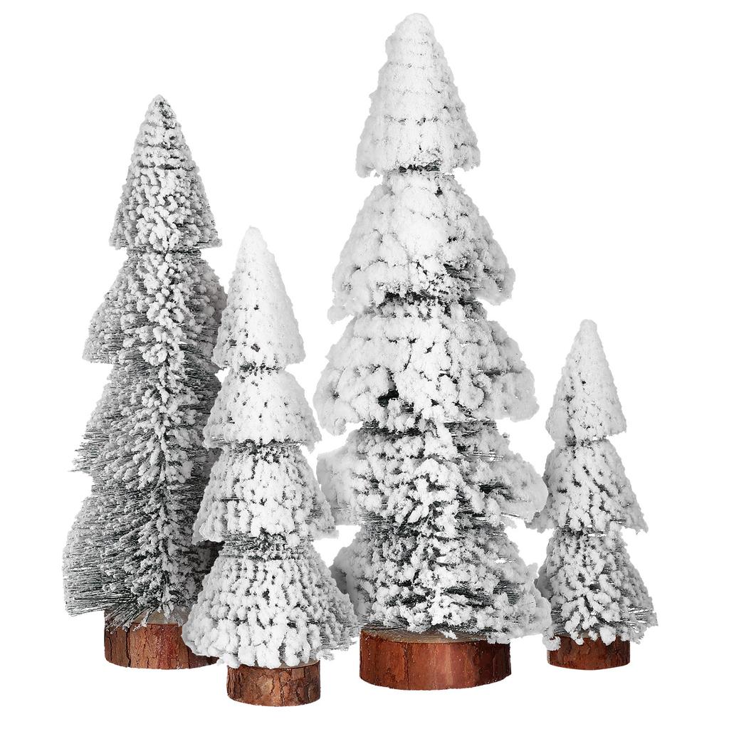 4Pcs Small Christmas Tree Decorations Artificial Pine Trees for Home Party Window Display Festive Tabletop Xmas Scene Setup